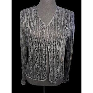 Soulmates Sheer Long Sleeve Cardigan Sweater Women SM BLACK Vintage Whimsygoth